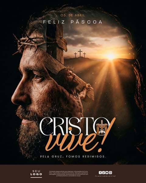 FELIZ PÁSCOA CRISTO VIVE 05 DE ABRIL SOCIAL MEDIA PSD EDITÁVEL 3
