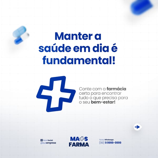 FARMÁCIA REMÉDIOS CÁPSULA FORMULAS MEDICAMNETOS PROMOÇÃO SOCIAL MEDIA PSD EDITÁVEL
