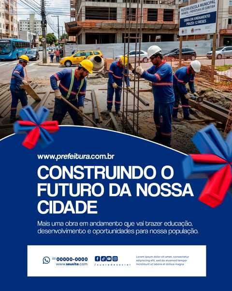 OBRA EM ANDAMENTO PREFEITURA PREFEITURA SOCIAL MEDIA PSD EDITÁVEL