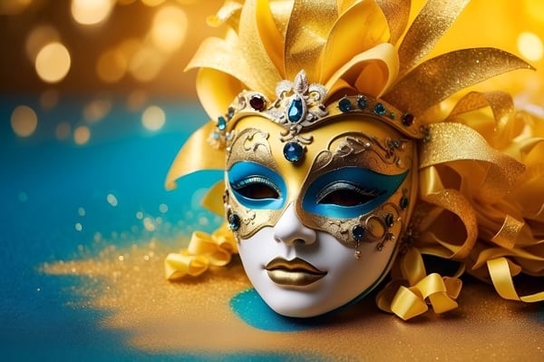 MASCARA DE CARNAVAL BACKGROUND DOURADO