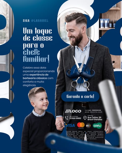 UM TOQUE DE CLASSE BARBEARIA DIA DOS PAIS SOCIAL MEDIA PSD EDITÁVEL