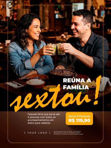 FEIJOADA EM FAMÍLIA SEXTOU SOCIAL MEDIA FLYER PSD EDITÁVEL