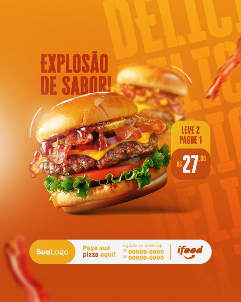 HAMBURGUERIA E PIZZARIA SOCIAL MEDIA POST FEED VERTICAL