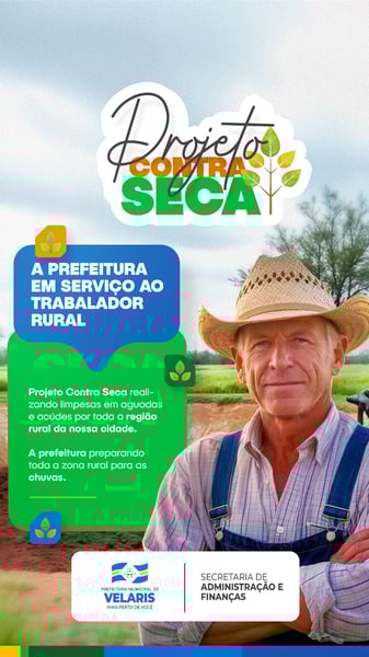 PREFEITURA PROJETO SECA RURAL AVISO INFORME COMUNICADO SOCIAL MEDIA PSD EDITÁVEL