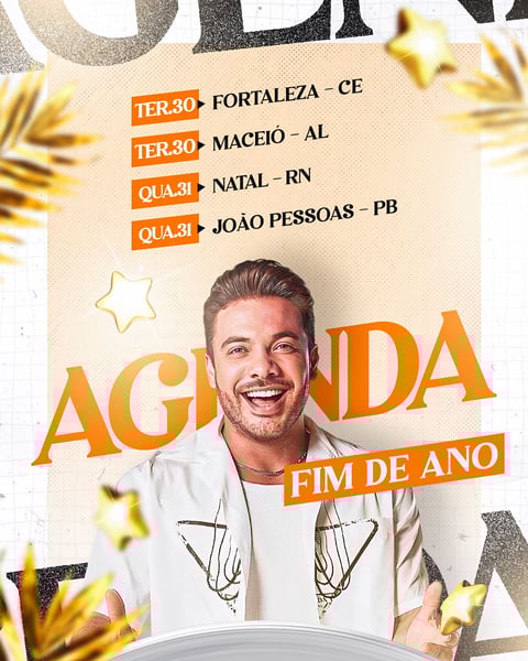 FLYER PARA ARTISTA PSD EDITÁVEL FEED FIM DE ANO WESLEY SAFADÃO