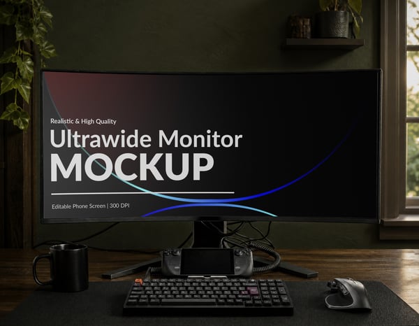 MONITOR ULTRA LARGO MOCKUP PSD EDITÁVEL