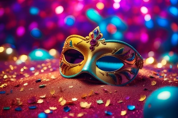 MASCARA DE CARNAVAL BACKGROUND COLORIDO