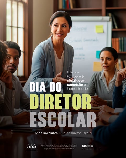 DIA DO DIRETOR ESCOLAR 12 DE NOVEMBRO SOCIAL MEDIA PSD EDITÁVEL 4