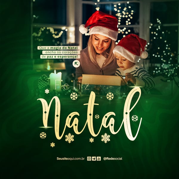 FELIZ NATAL 25 DE DEZEMBRO BOAS FESTAS SOCIAL MEDIA PSD EDITÁVEL