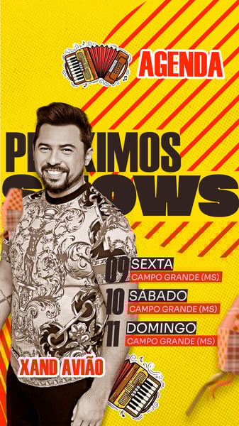 FLYER AGENDA PRÓXIMOS SHOWS XAND AVIÃO PSD STORY 48