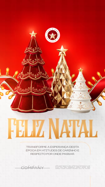 FELIZ NATAL ÁRVORES VERMELHA E DOURADA SOCIAL MEDIA FLYER PSD EDITÁVEL STORY