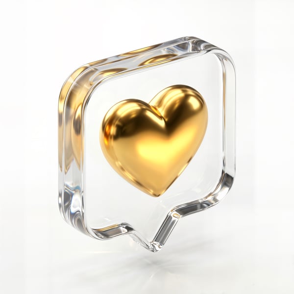 ELEMENTO 3D ÍCONE COM CORAÇÃO DOURADO 06