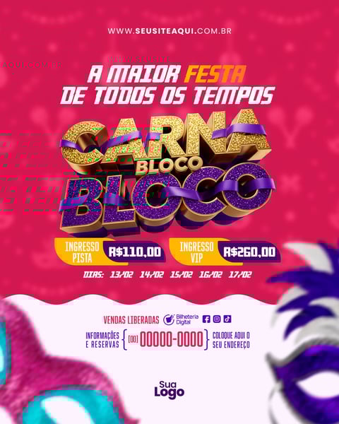 FEED BLOCO CARNAVAL SOCIAL MEDIA PSD EDITÁVEL 1