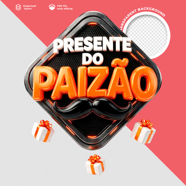 POST FEED PRESENTE DO PAIZÃO NATAL FESTIVO MODERNO VERMELHO PRETO PSD EDITÁVEL