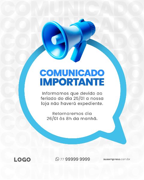 SOCIAL MEDIA PARA AVISOS E COMUNICADOS - AZUL