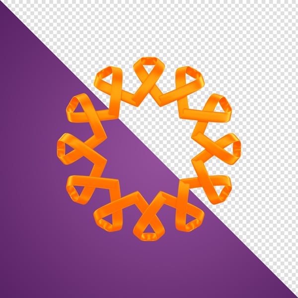 ELEMENTO 3D FEVEREIRO LARANJA LAÇO PNG