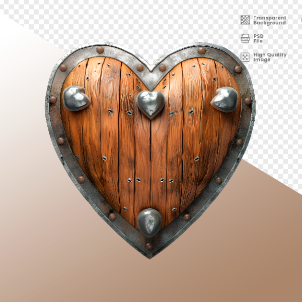 CORAÇÃO FERRO E MADEIRA  ELEMENTO 3D PARA COMPOSIÇÃO - HEART