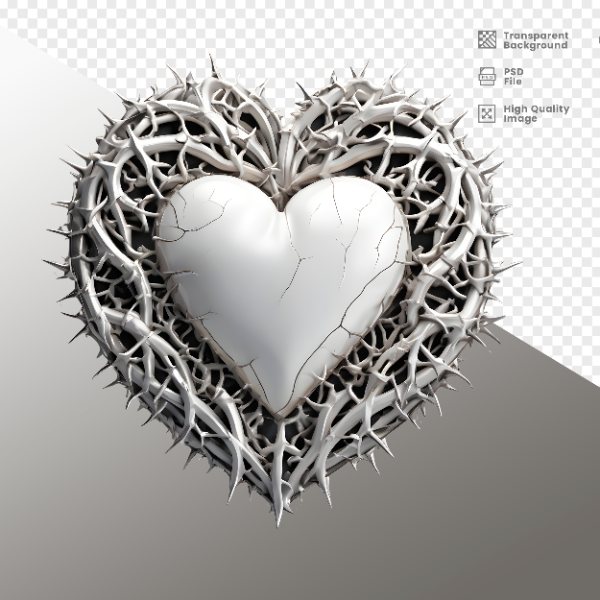 CORAÇÃO COM ESPINHOS  ELEMENTO 3D PARA COMPOSIÇÃO - HEART