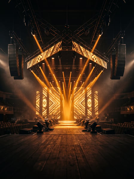 TEXTURA PALCO SHOW LUZES LARANJA DOURADO PARA EVENTOS