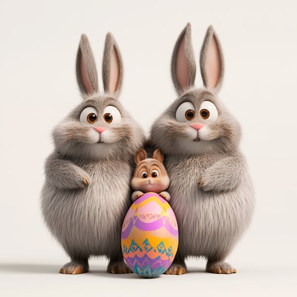 FEI DOIS COELHOS SEGURANDO UM OVO DE PÁSCOA COLORIDO (14)