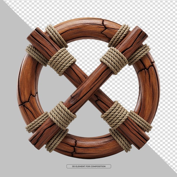 ELEMENTO 3D PNG CÍRCULO ESTRUTURA DE BAMBU