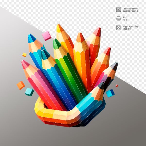 ELEMENTO PARA COMPOSIÇÃO LÁPIS COLORIDO DE ESCOLA