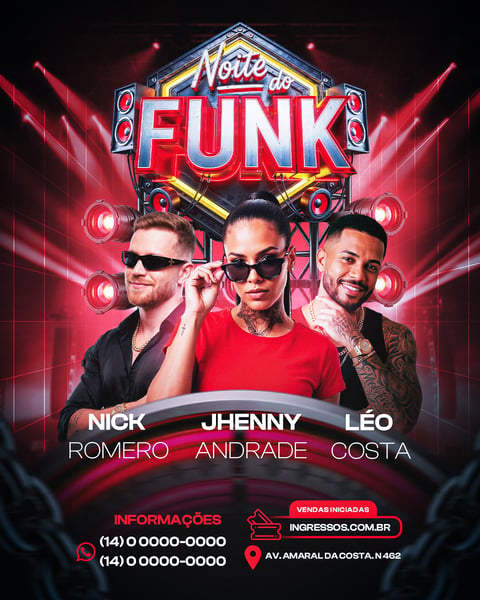 FLYER EVENTO NOITE DO FUNK PSD EDITÁVEL