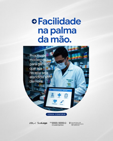 FARMÁCIA ATENDIMENTO ESPECIALIZADO E SAÚDE PÚBLICA SOCIAL MEDIA PSD EDITÁVEL 7
