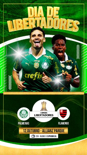 FLYER ESPORTIVO DIA DE LIBERTADORES PALMEIRAS STORIES