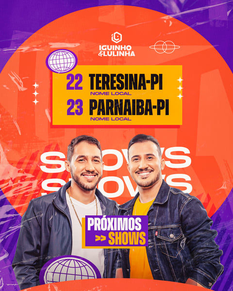 RGN 13 - IGUINHO E LULINHA - AGENDA - PRÓXIMOS SHOWS FLYER - FEED
