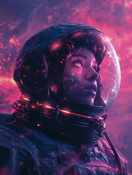 ASTRONAUTA NA ESPAÇO | COM LUZES NEON | FAÍSCAS | IMAGEM BACKGROUND
