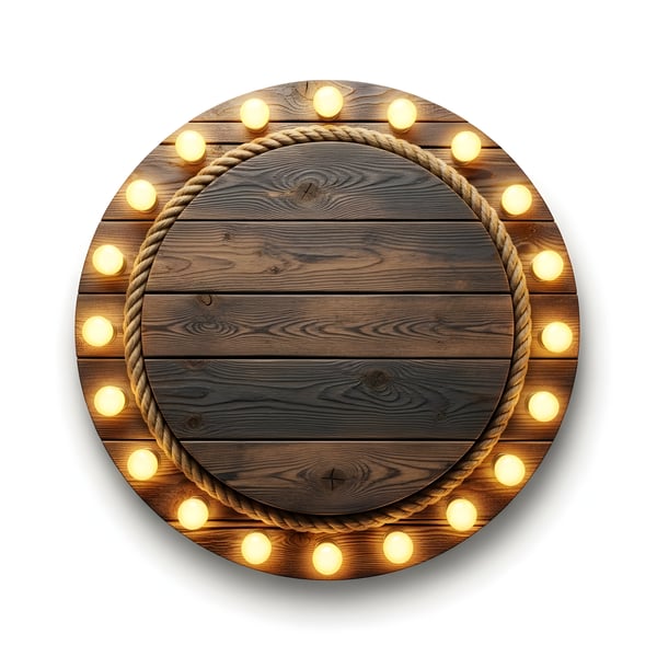 TAMPA DE MADEIRA COM LUZES EM VOLTA E UMA CORDA CIRCULAR AO CENTRO 01
