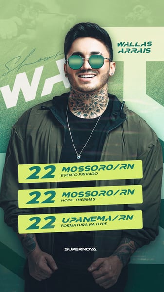FLYER AGENDA SEMANAL DE SHOWS WALLAS ARRAIS STORY PSD EDITÁVEL