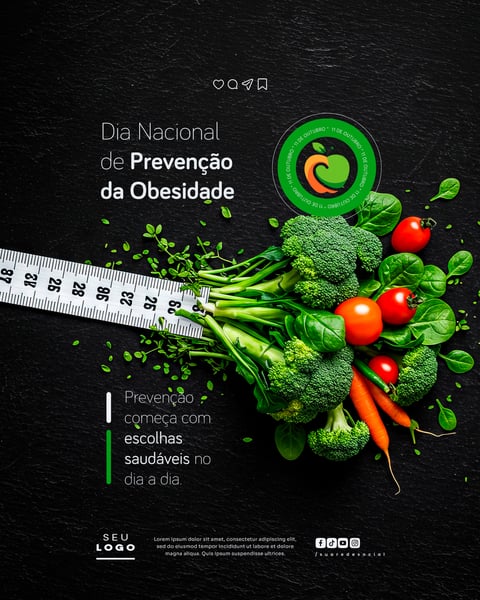 DIA NACIONAL DE PREVENÇÃO DA OBESIDADE 11 DE OUTUBRO SOCIAL MEDIA PSD EDITÁVEL 1
