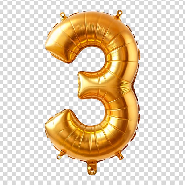 NÚMERO 3 FORMATO DE BALÃO ELEMENTO 3D PNG