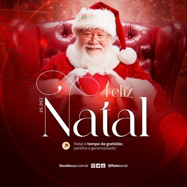 FELIZ NATAL 25 DE DEZEMBRO SOCIAL MEDIA PSD EDITÁVEL