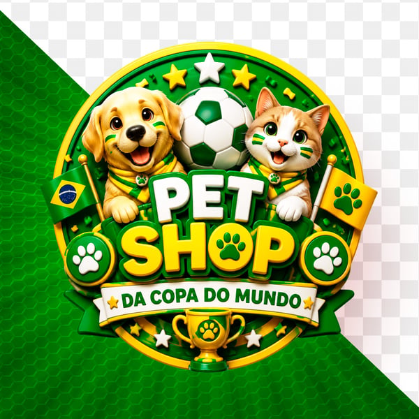 SELO 3D PARA SOCIAL MEDIA PET SHOP COPA DO MUNDO