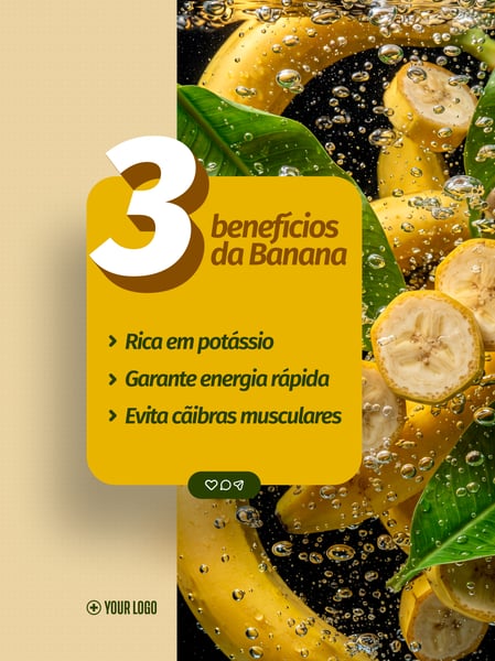 BENEFÍCIOS DA BANANA NUTRIÇÃO SOCIAL MEDIA FLYER PSD EDITÁVEL