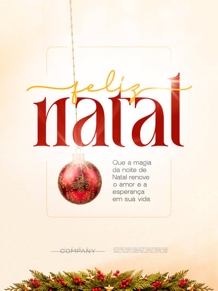 CARTÃO COMEMORATIVO FELIZ NATAL SOCIAL MEDIA FLYER PSD EDITÁVEL