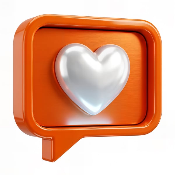 ICONE 3D COM CORAÇÃO NA COR LARANJA E BRANCO 4