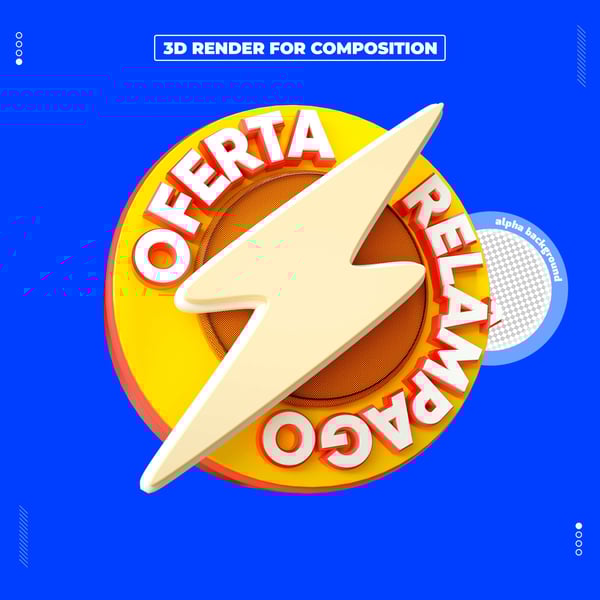 SELO 3D OFERTA RELÂMPAGO PARA COMPOSIÇÃO