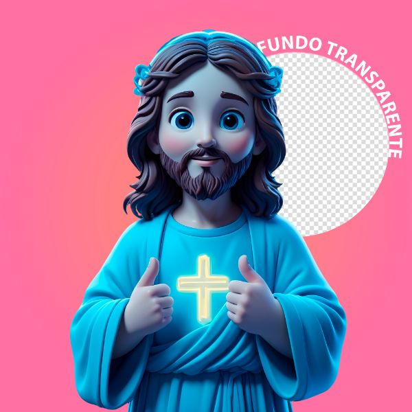PERSONAGEM 3D DE JESUS CRISTO COM FUNDO TRANSPARENTE
