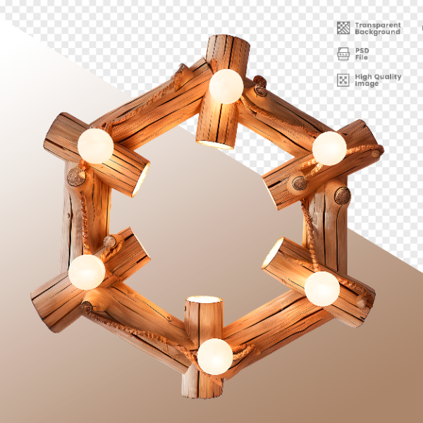 CÍRCULO DE MADEIRA COM LUZ - ELEMENTO 3D PARA COMPOSIÇÃO - WOOD