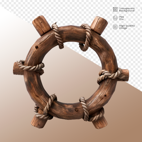 CÍRCULO MADEIRA E CORDA  ELEMENTO 3D PARA COMPOSIÇÃO - WOOD