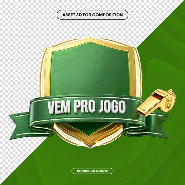 SELO 3D IA COPA JOGO BRASIL VEM PRO JOGO PNG SOCIAL MEDIA PNG