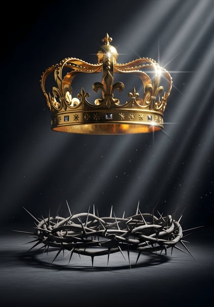 Coroa dourada em cima e em baixo uma coroa de espinhos Cristo Jesus 03