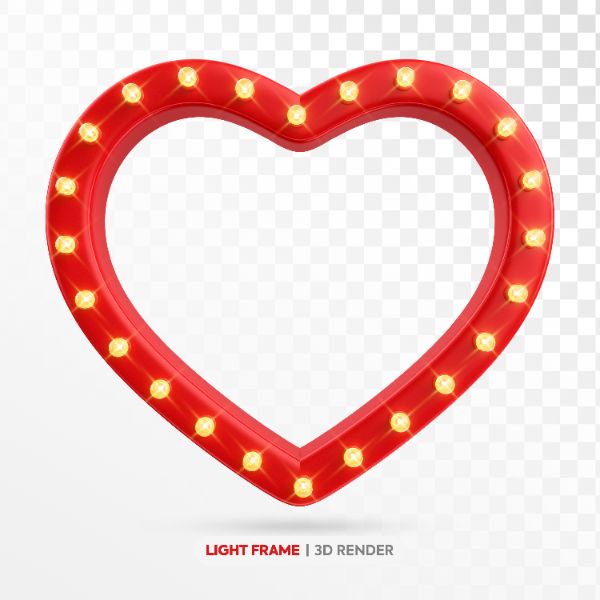 BASE EM FORMATO DE CORAÇÃO COM LUZES ELEMENTO 3D PARA DIA DAS MÃES