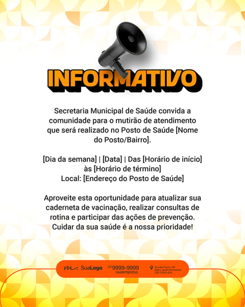 INFORMATIVO SECRETARIA DE SAÚDE PREFEITURA PSD EDITÁVEL
