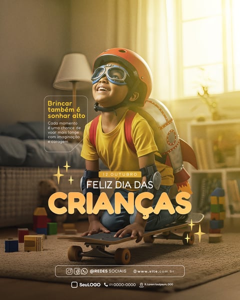 FELIZ DIA DAS CRIANÇAS 12 DE OUTUBRO FEED SOCIAL MEDIA PSD EDITÁVEL 01