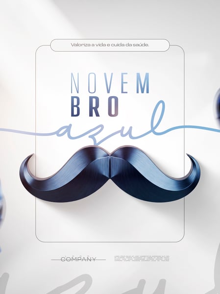 NOVEMBRO AZUL BIGODE CONSCIENTIZAÇÃO SOCIAL MEDIA FLYER PSD EDITÁVEL